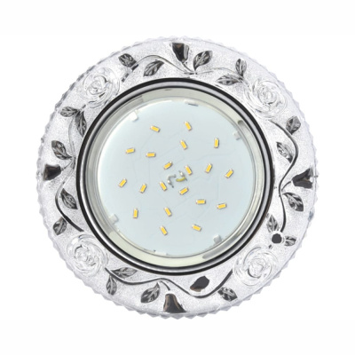 Светильник Ecola GX53 H4 LD7071 Круг "Розы" подсветка 4K Прозрачный/Хром 35x125 FT53CREFB