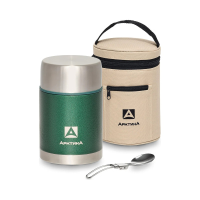 Термос бытовой, вакуумный, с широким горлом в чехле зеленый "Арктика", 800 мл, арт. 306-800А
