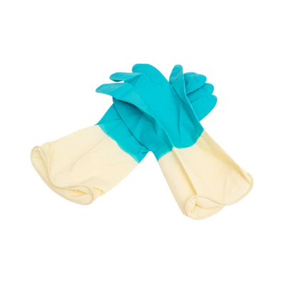 Перчатки хозяйственные латексные БИКОЛОР, L, бежевый+бирюзовый, 2 шт, Komfi/144/12 BICOLO7