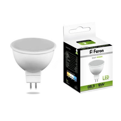 Лампа светодиодная LED 9вт 230в GU5 .3 белый Feron