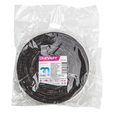 Изолента ОНЛАЙТ 61 161 OIT-H15-30/ BL ХБ черная 300г 0,35*15мм 30м