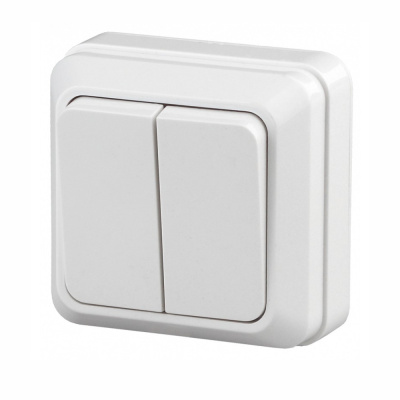 Выключатель двойной, 10А-250В, IP20, ОУ, белый Intro Quadro 2-104-01 