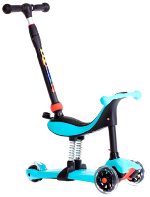 Самокат-трансформер с ручкой для детей 3-12 лет,макс.нагрузка 50кг,BIBITU ONE голубой