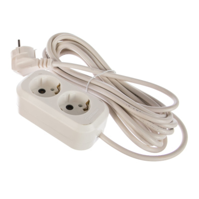 Удлинитель MegArsenal (ГОСТок) с/з 2 гнезда ПВС 3*1 белый 16А 5 м