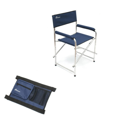 Кресло складное СЛЕДОПЫТ, 560х470х830 мм, алюминий 22 мм, синий с карманом-органайзером в комплекте