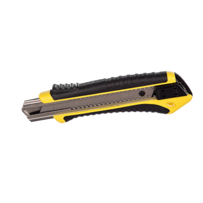 Нож технический 25 мм усиленный прорезиненный, кассета 3 лезвия