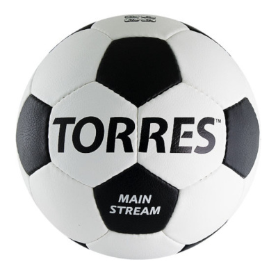 Мяч футб. "TORRES Main Stream" арт.F30185, р.5, 32 пан. PU, 4 под. слоя, руч. сшивка, бело-черный