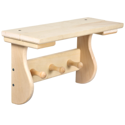 Полка с вешалкой, 3 рожка, 35х20х15 см, липа "Банные штучки"/4