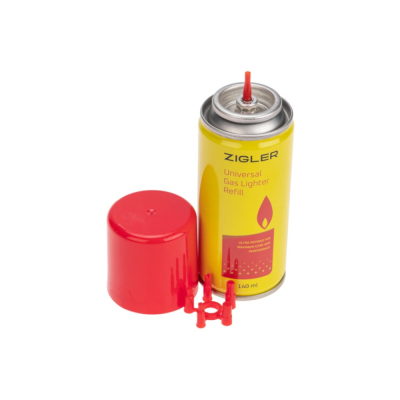 Газ для зажигалок, металлический баллон 140 мл (55 гр) (5 переходников)
