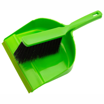 Набор: совок с кромкой 330x225 мм и щетка-сметка 285 мм, зеленый, Home// Palisad