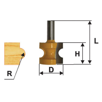 Фреза кромочная полустерж. ф25,4мм R4,8мм