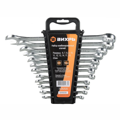 Набор комбинированных ключей 12 шт. 6 - 22, в чехле Вихрь 73/6/5/13