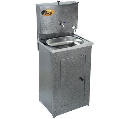 Умывальник дачный ЛЮКС, с подогревом, нержавеющая мойка, цвет серебро 74/4/3