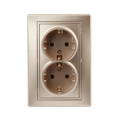 Розетка 2X2P+E Schuko, 16А-250В, IP20, СУ, шампань Intro Plano 1-205-04 