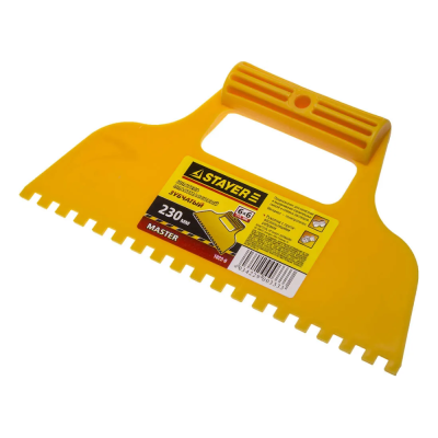 Шпатель, MASTER (1022-6) STAYER  230 мм, зубчатый 6х6 мм, пластмассовый, Малярный 