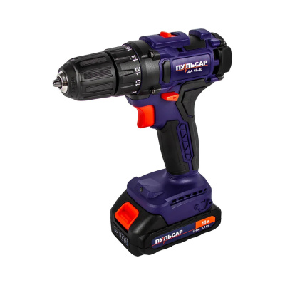 Дрель аккумуляторная безударная ПУЛЬСАР ДА 18-40 (18В, 40Hm, Li-on, 2,0Ah, 2 акк., кейс)