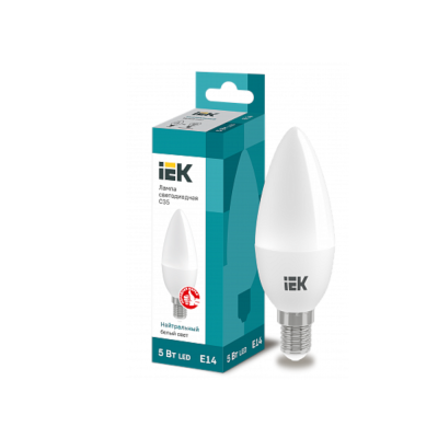 Лампа свет.LED 5вт Е14 белый матовая свеча ECO IEK