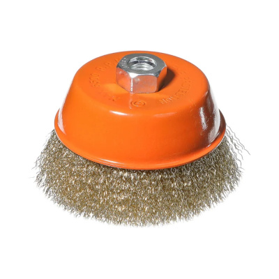 Корщетка-насадка для УШМ 5240104 Sturm! тип "чашка" М14, D125мм, латунир. волнистая пров.