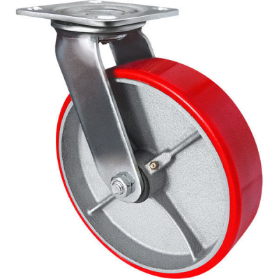 Опора поворотная колесная б/г с торм. полиуретан ф150