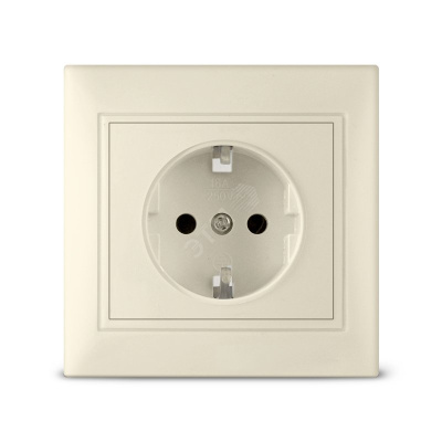 Розетка с заземлением слоновая кость Бриллиант 