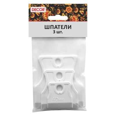 Набор шпателей 3 шт. 40, 60, 80 мм эластичн. белая резина "DECOR"