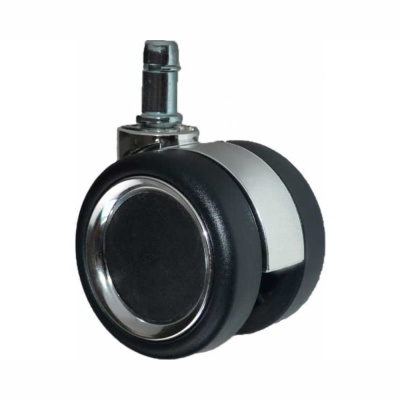 Колесо мебел. штырь М11 60мм двойное  вставка и обод хром с подшипником  (60-25-23)