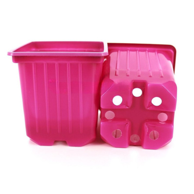 Горшок для рассады V-0,4л. 9*9*8 квадр/формованный розовый/40/1500 А.К./АмТ