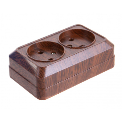 Розетка 2х2P, 16А-250В, IP20, ОУ, венге Intro Quadro 2-203-10 