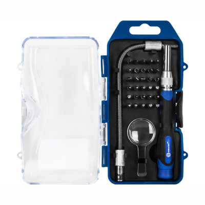 Набор  бит с рукояткой КОБАЛЬТ 33 пр., CR-V (30 бит для точных работ + увел. стекло + удл. + отв. ру