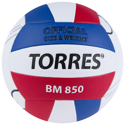Мяч вол. TORRES BM850, V42325, р.5, синт. кожа (ПУ), клееный, бут. кам., бел-син-красный