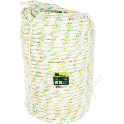 Фал плетеный капрон 24-прядный с капрон. серд. 10мм, бухта 100м, 1300кгс// СИБРТЕХ