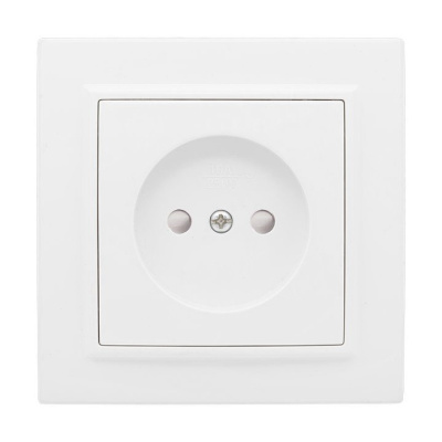 Розетка 1-местная СП без заземления 10А защитные шторки белая Basic