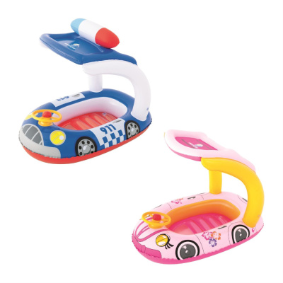 Надувная лодочка 98х66см "Машина" с тентом, 3-6 лет, 2 вида, уп.8				