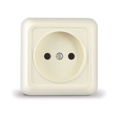 Розетка Олимп без заземления бежевая наружная