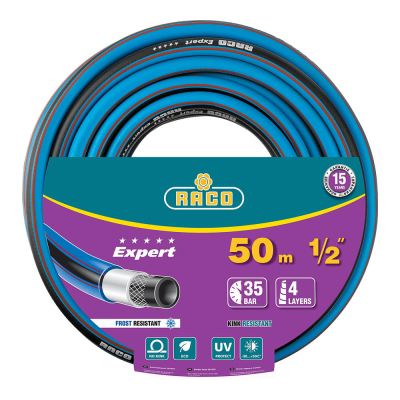 Шланг RACO EXPERT поливочный, 35атм., армированный, 4-х слойный, 1/2"x50м