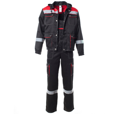 Костюм  "АНТЕЙ" с СОП летний куртка, п/к цв.черный с красным (56-58) 112-116, 182-188