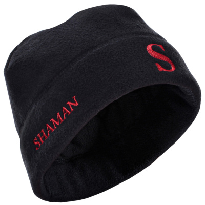 Шапка мужская флисовая SHAMAN зимняя, черная (красная вышивка) (58 (M)