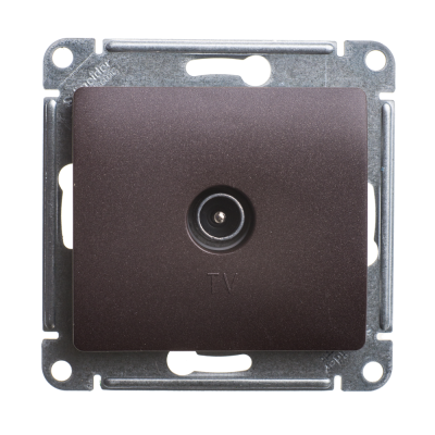 Розетка телевизионная TV оди ночная 1DB шоколад в рамкуGLOSSA 