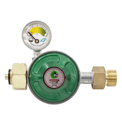 Регулятор давления газа DK-005, вых.: 1/2", с ПК и манометром, DRAGONKIT