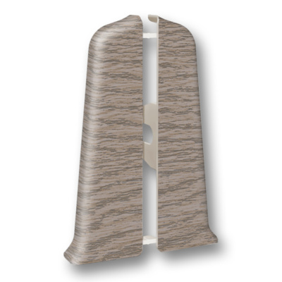 Угол для плинтуса 70мм "Деконика" Дуб снежный / 215 торцевой (пара)										