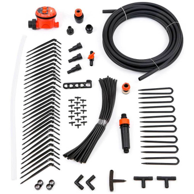 Набор для капельного полива с регулир. капельницами, от емкости, на 30 растений, с таймером, Жук, 73