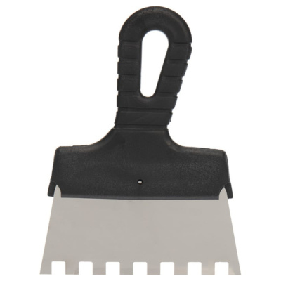 Шпатель из нержавеющей стали с пластиковой ручкой, 150 мм, зуб 6 мм