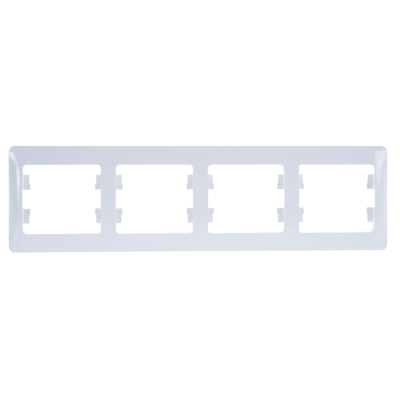 Рамка горизонтальная 4 поста белая GLOSSA