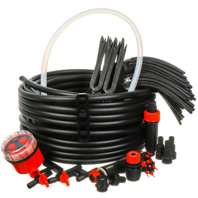 Набор для капельного полива с регулир. капельницами, от емкости, 90, с таймером, Жук, 8005-00