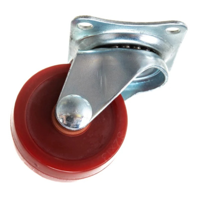 Колесо мебел. поворотное 32мм (красная резина)
