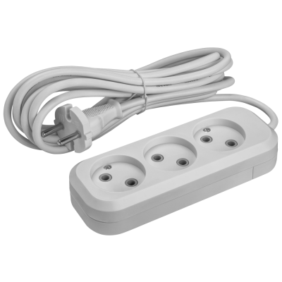 Удлинитель бытовой OPE-S-03-300-X-2x1 без заземления 3 розетки 3м ПВС 2х1 2200 Вт ОНЛАЙТ