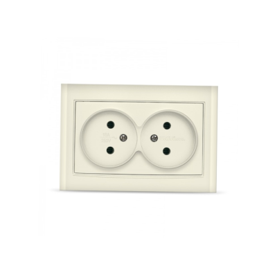 Розетка двойная без зазем ления слоновая кость Бриллиант 