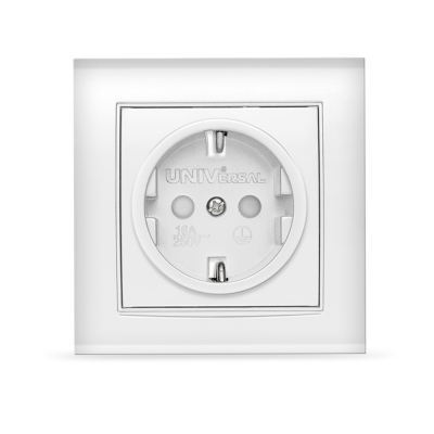 Розетка Бриллиант с заземлением белая