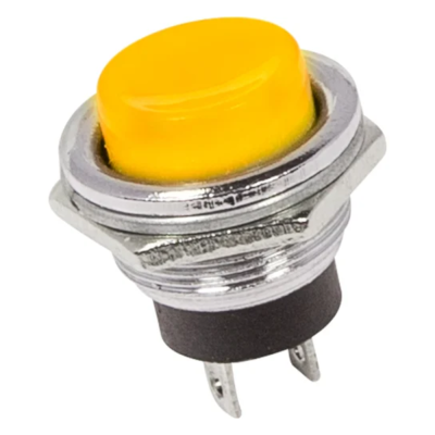 Выключатель-кнопка  металл 250V 2А (2с) (ON)-OFF  D16.2  желтая  REXANT, 36-3354
