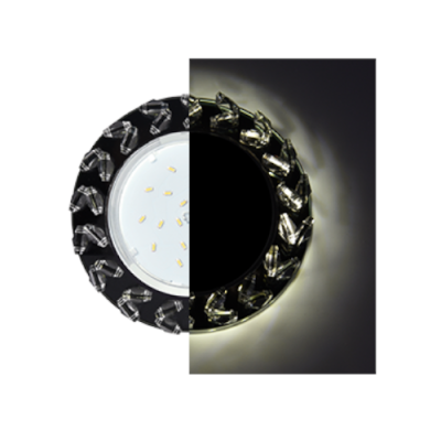 Светильник Стекло Круг крупные стразы Елочка подсветка 4K Хром-черн. 54x120 SL53RNEFB Ecola GX53 H4 